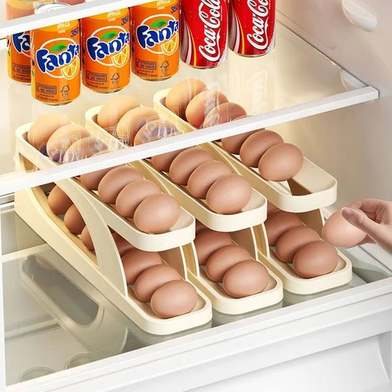 Organizador de huevos con desplazamiento automático